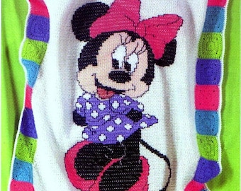 Vintage Crochet Pattern  Minnie Mouse Afghan    Blanket Bedspread Throw Cover Christmas Gift Kids Bedroom Playroom Nursery