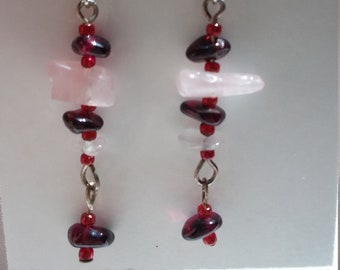 Garnet and Rose Quartz Earrings