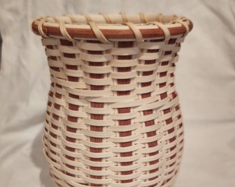 Woven Vase with Cherry Wood Base