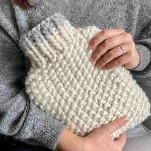 Handmade 100% Wool Hot Water Bottle Cover with Contrast Edge