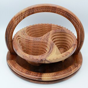 Handmade Round Shaped Fruit Basket with 3 Compartments - 12&quot;