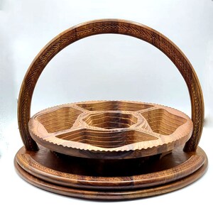 Handmade Round Shaped Fruit Basket with 5 Compartments - 15&quot;