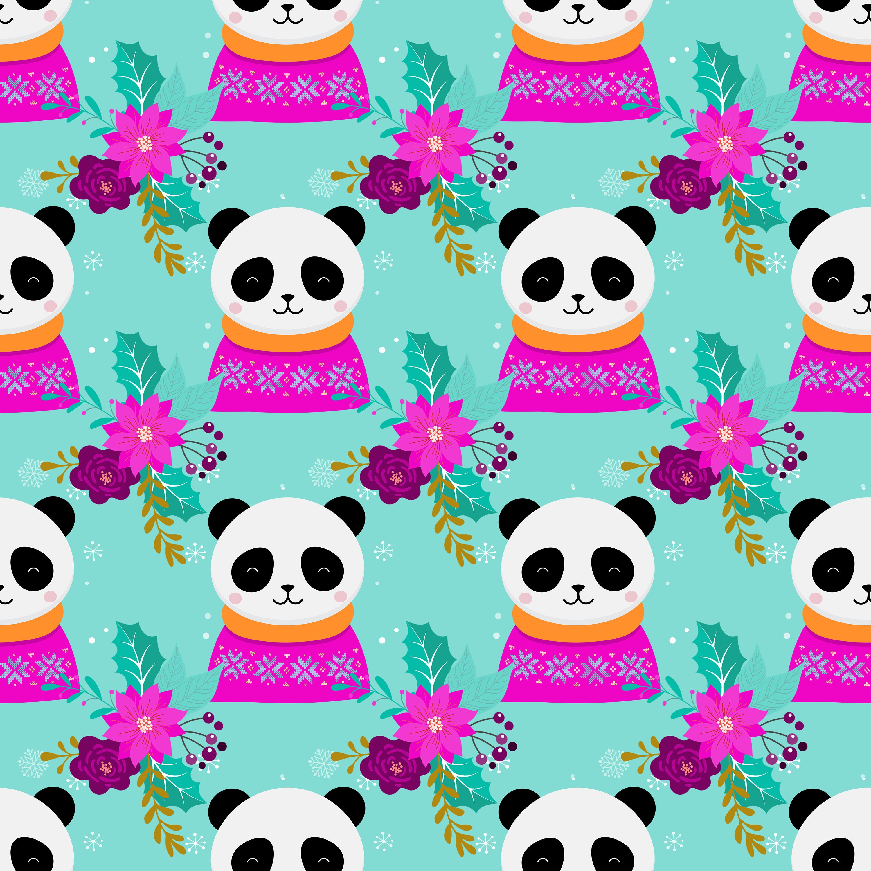 Panda Bears Patterned Digital Paper - Etsy
