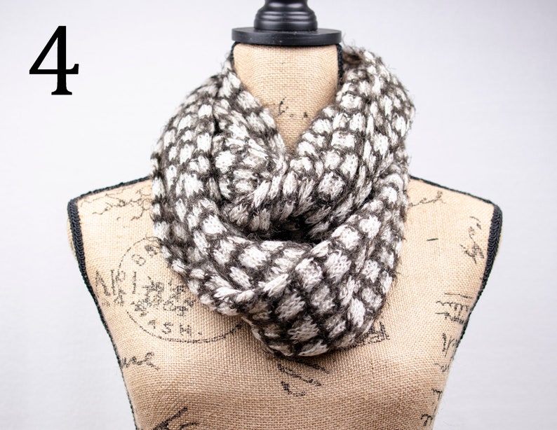 Women's Winter Infinity Scarf With Check Designchunky Etsy