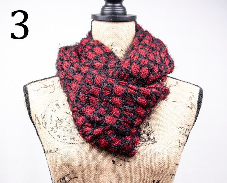 Women's Winter Infinity Scarf With Check Designchunky Etsy