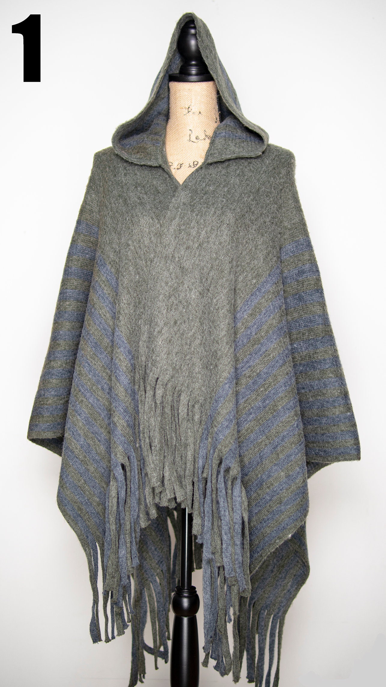 Women's Hooded Poncho Cape Coat With Fringes Winter Warm Etsy UK