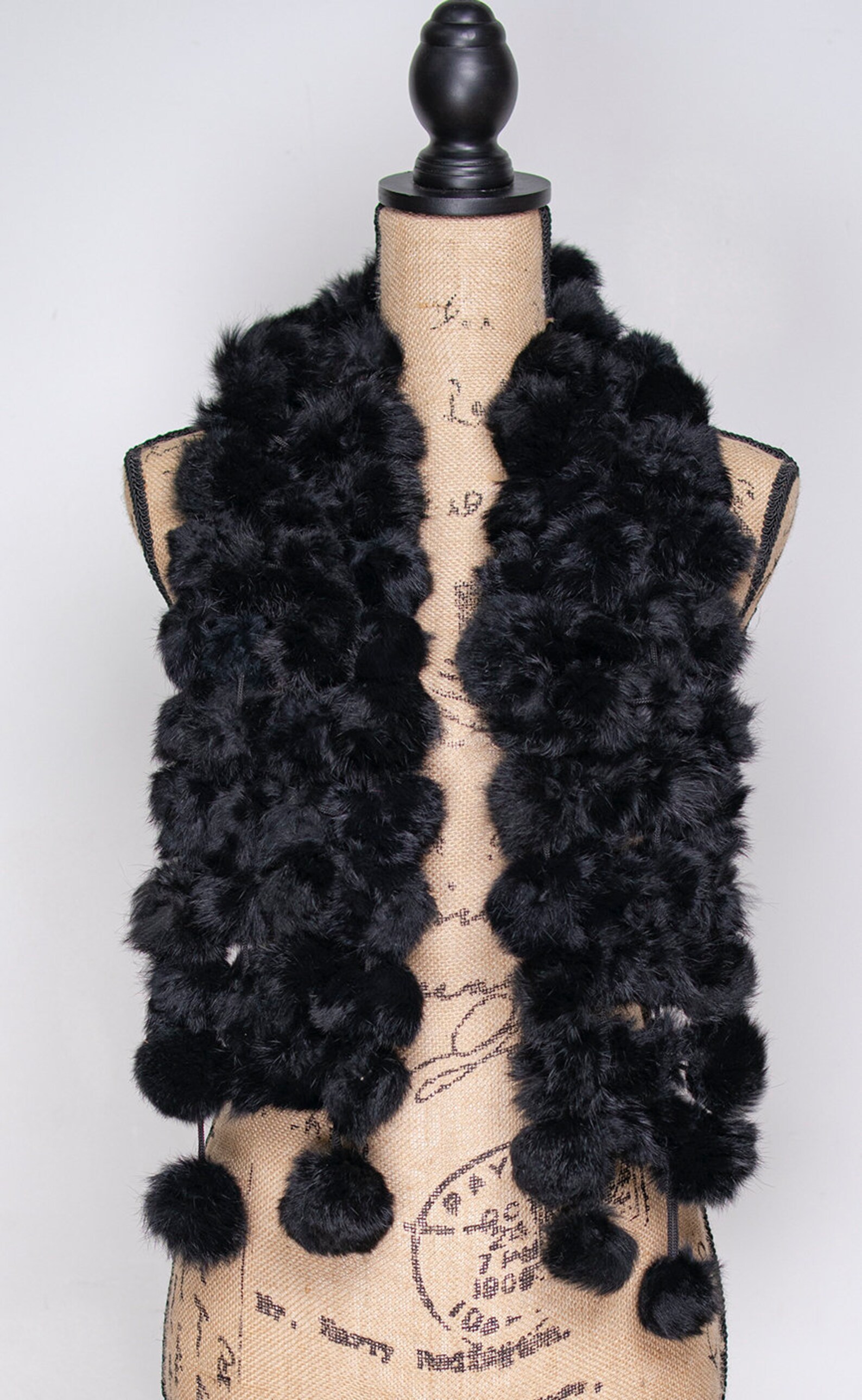 Rabbit fur pom scarf Etsy