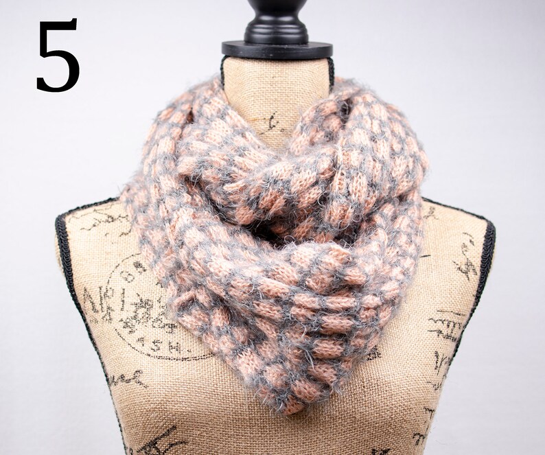 Women's Winter Infinity Scarf With Check Designchunky Etsy