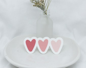 Heart Trio Sticker | cute minimal heart decal sticker for laptop waterbottle iPad phone case handmade glossy matte weatherproof