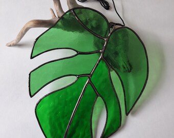 Stained Glass Monstera leaf suncatcher