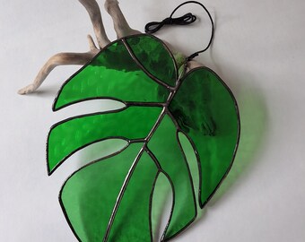 Stained Glass Monstera leaf suncatcher