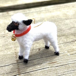 Needle felted sheep ornament