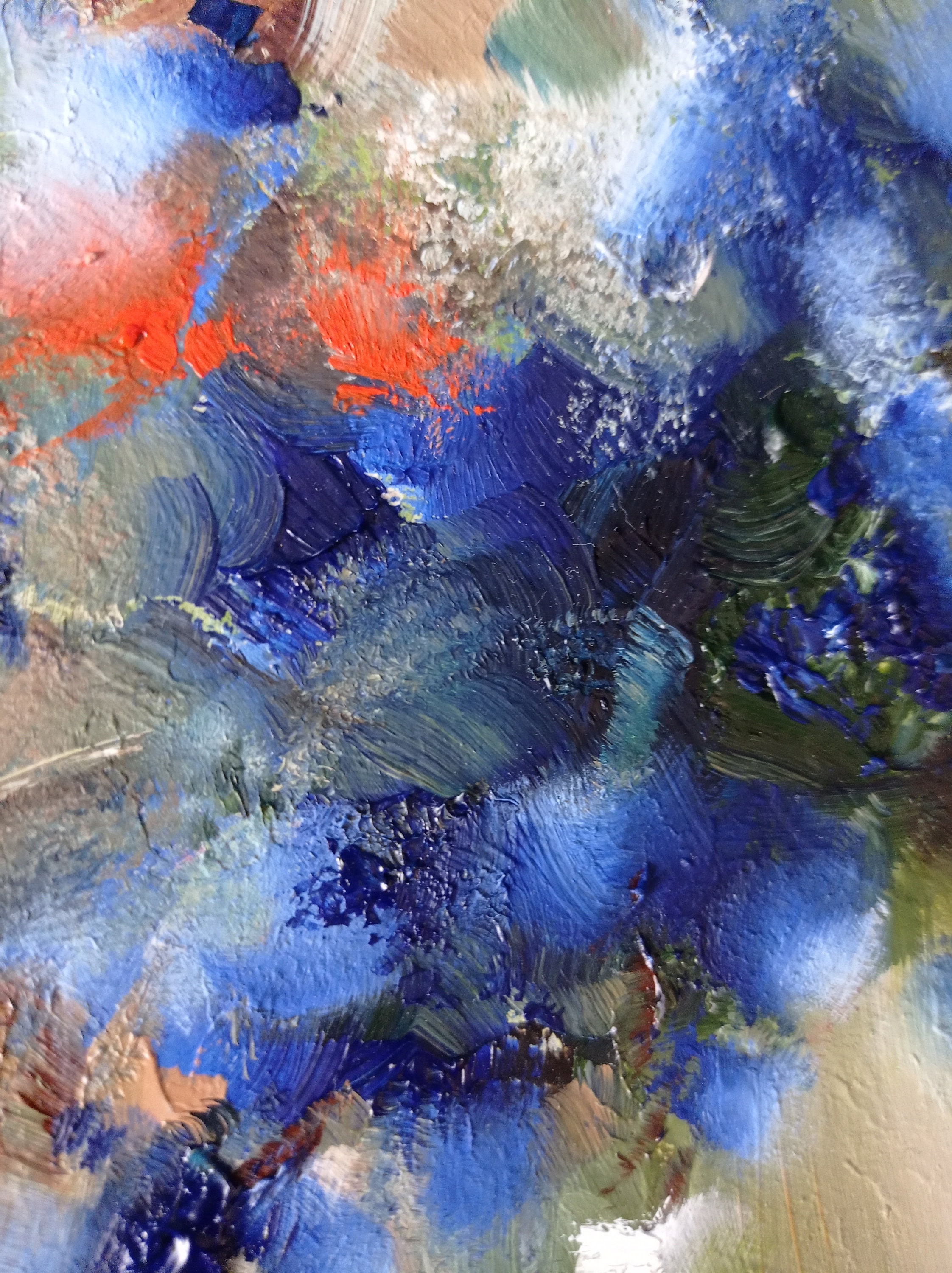 Abstract blue flowers original oil painting Wildflowers in Etsy