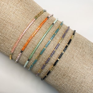 Dainty Beaded String Bracelets - Fully Adjustable - Miyuki Delica Glass Beads