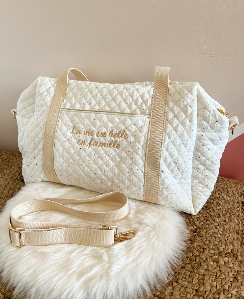 Bolsa de pañales, bolsa de viaje, bolsa de niñera, bolsa de pañales personalizada, bolsa de viaje personalizada, bolsa de fin de semana, bolsa de vacaciones Blanc