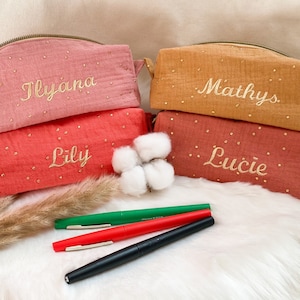 Trousse d’école, trousse écolier, trousse maquillage, trousse double zip, trousse double compartiment, trousse enfant, cadeau maman, atsem