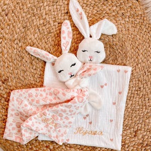 Rabbit comforter, swaddle comforter, rabbit head comforter, double gauze comforter, personalized baby swaddle, baby swaddle, baby comforter, birth gift, baby
