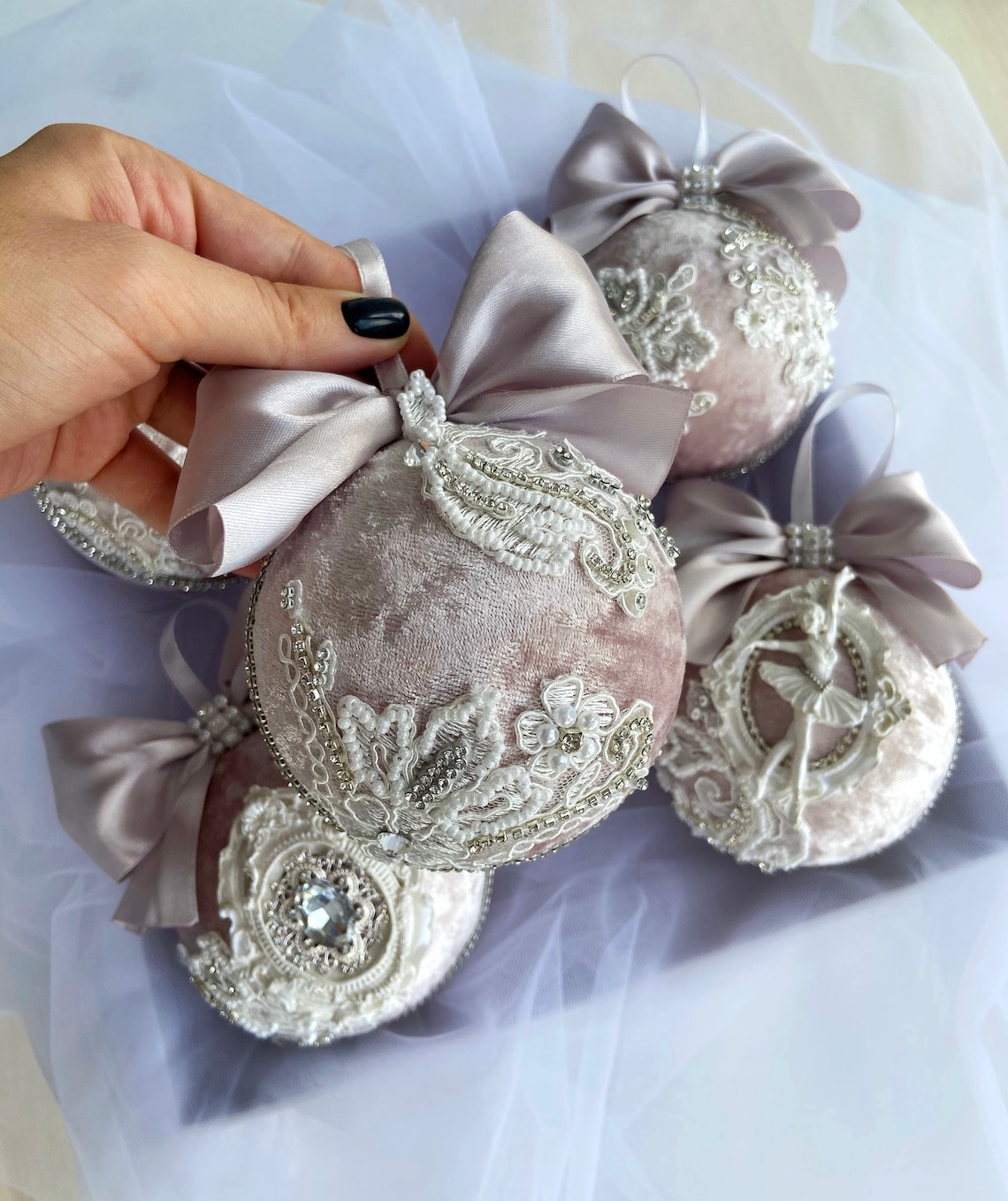 Pink Christmas Tree Ornament Holiday Decor Set Handmade Etsy