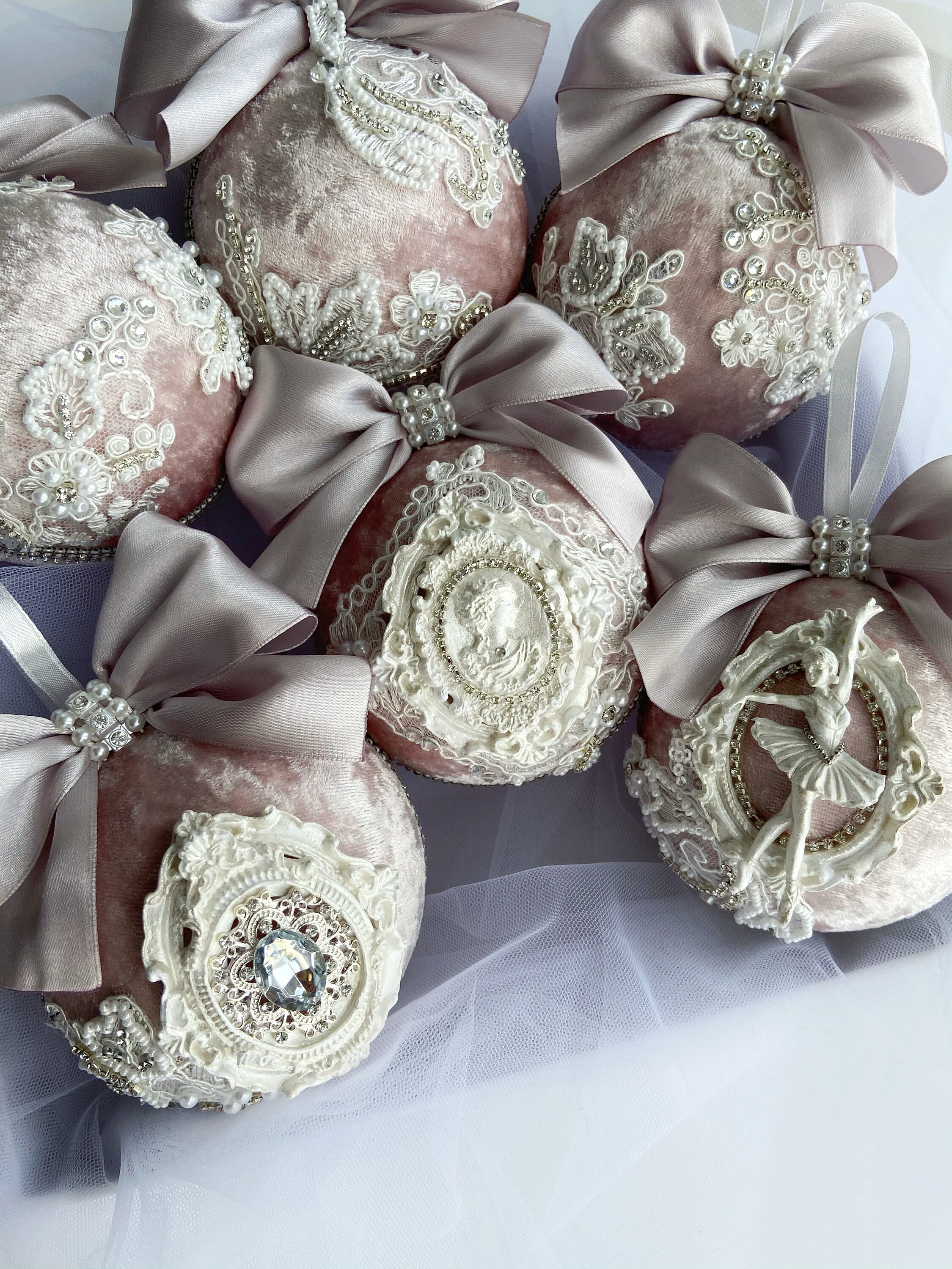 Pink Christmas Tree Ornament Holiday Decor Set Handmade Etsy