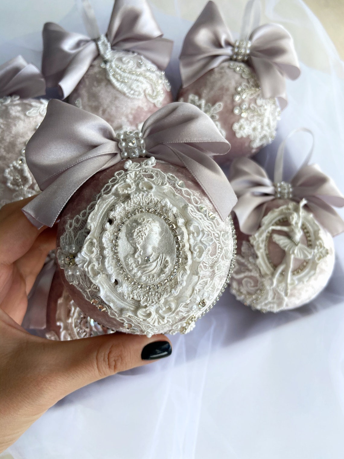 Pink Christmas Tree Ornament Holiday Decor Set Handmade Etsy