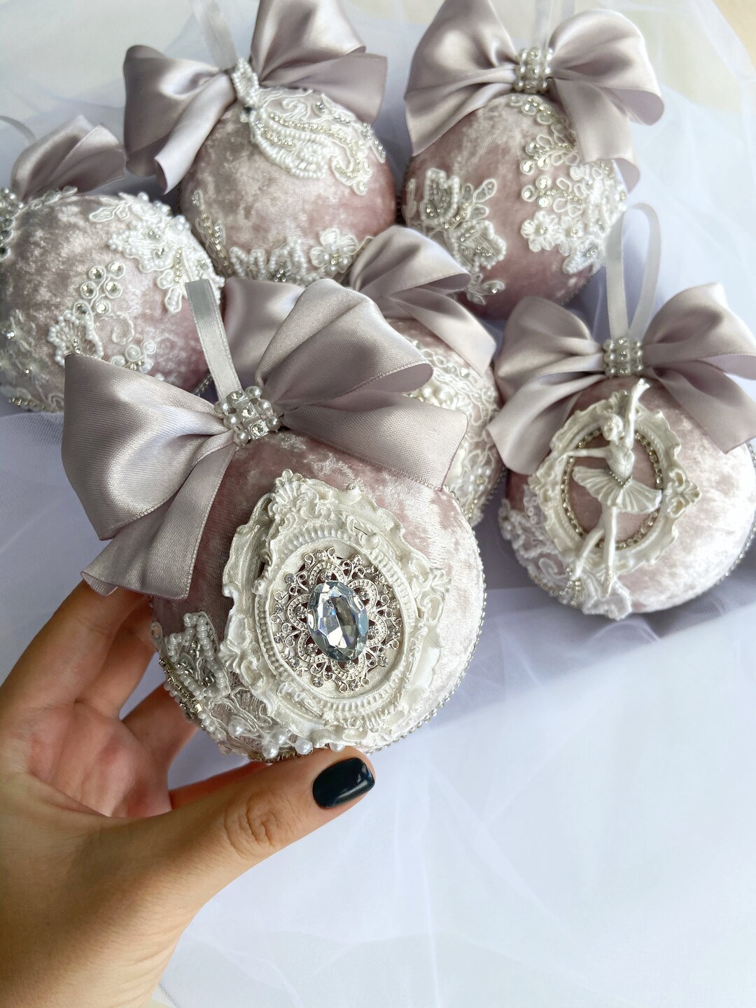 Pink Christmas Tree Ornament Holiday Decor Set Handmade Etsy