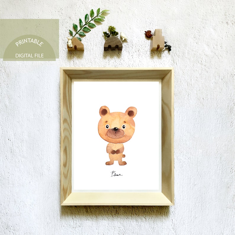 Printable Nursery Wall Art Bear Nursery Wall Decor Animal Etsy