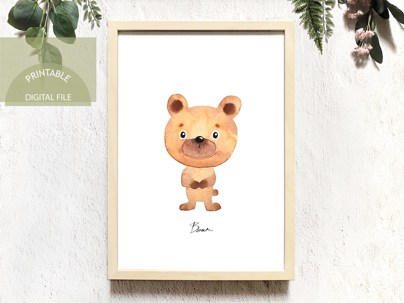 Printable Nursery Wall Art Bear Nursery Wall Decor Animal Etsy
