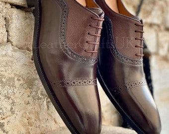 Cox Men\'s Classic Brown Leather Lace-Up Dress Shoes Oxford Formal Wedding Mens Cap Toe Oxfords Formal Leather Lace Up Dress Shoes  main image 3