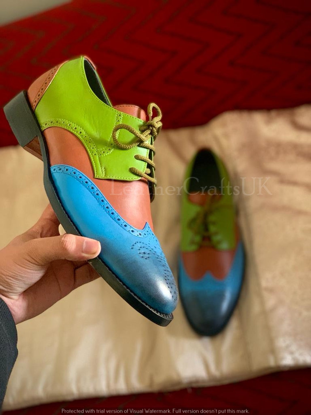 Men\'s VINTAGE 80\'s Colorful HAND PAINTED Abstract LACE-UP Oxfords SHOES 9 1/2 M Zodiac | Shoes | Zodiac Mens Leather Oxford Shoes | Poshmark main image 4