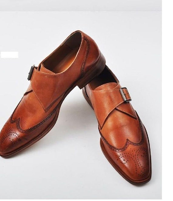 Handmade Men Leather Buckle Shoes, Formal Dress Shoes, Genuine
