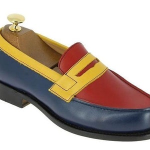 men&#39;s handmade genuine leather multi tone leather shoes custom made moccasin shoes men&#39;s multi colour leather shoes