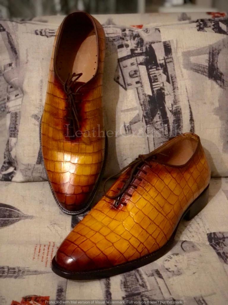 Tan/Yellow Genuine Alligator skin formal shoes Tan Alligator Leather Loafers main image 3