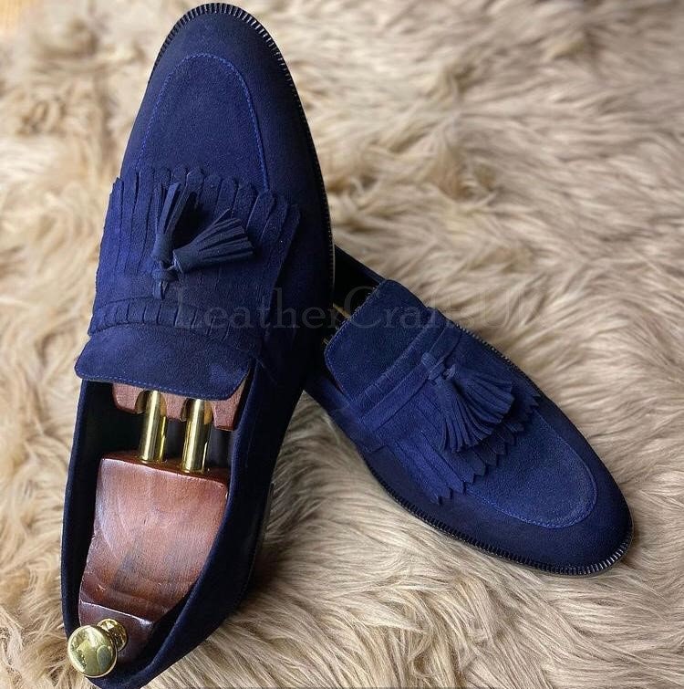 Mens navy loafers with hotsell tassels