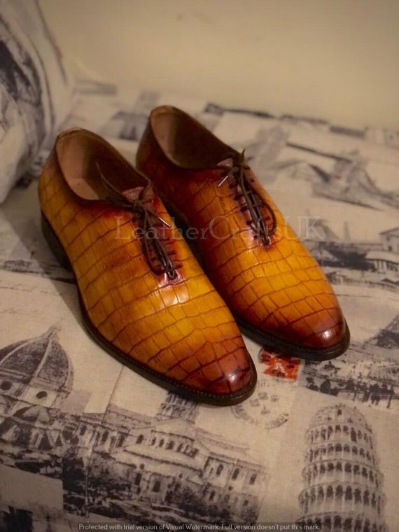 Men\'s Mustard Crocodile Pattern Oxfords $_57.JPG?set_id=8800005007 main image 2