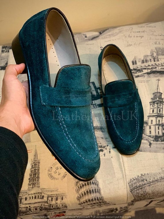 Handmade Suede Leather Loafer Shoes for Men, Genuine Leather  display picture 2