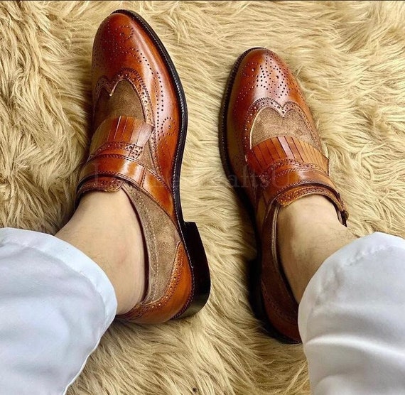 Buckled suede wing tip shoes Giorgio Brutini Wingtip Shoe - Men main image 4