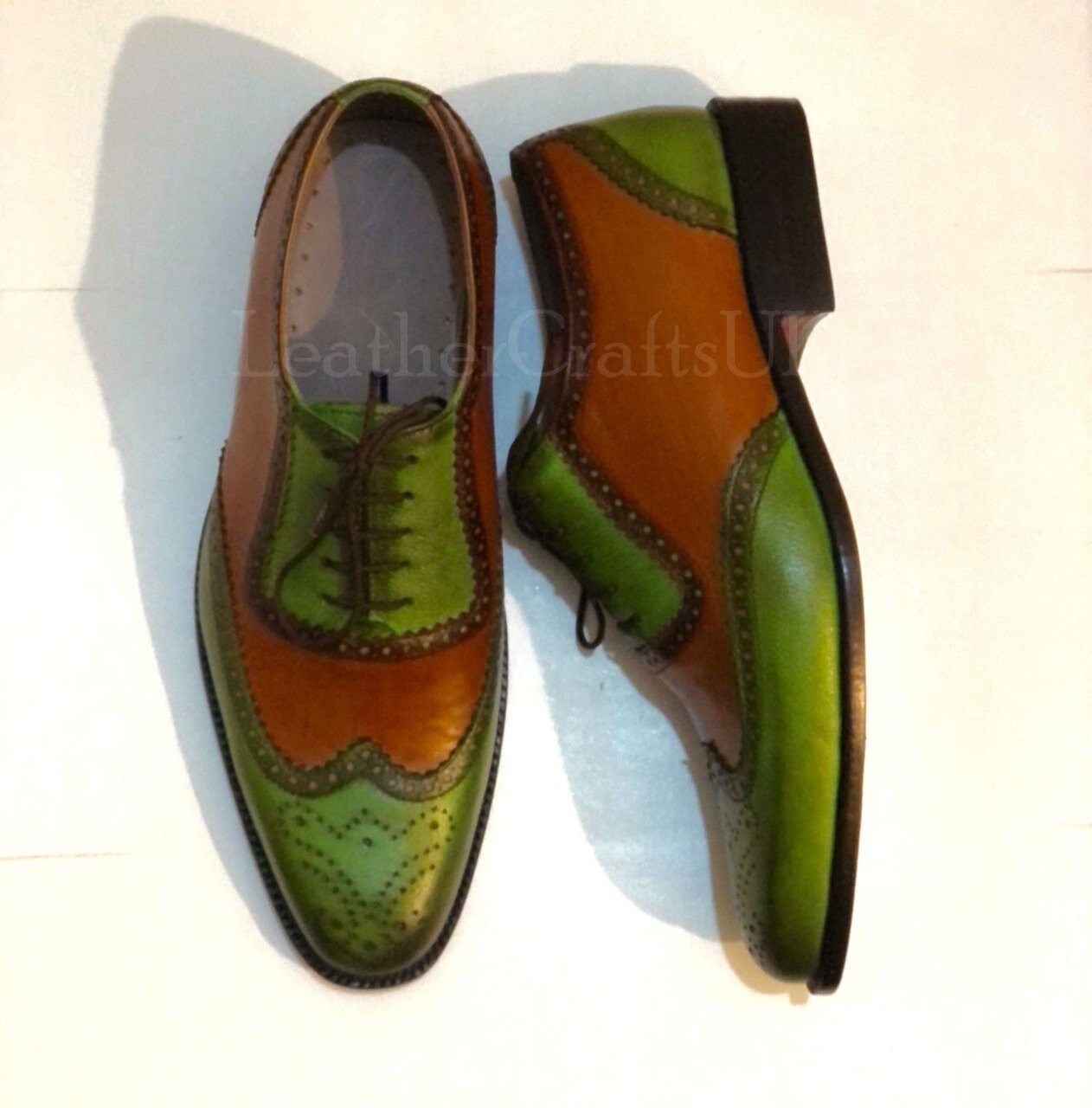 Men’s Two-Tone Brown and Olive Leather Dress Shoes. Size 9 Two Tone Brown Shoes - Etsy main image 2