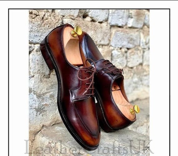 Handmade Men's Two Tone Genuine Brown Patina Leather Dress Shoes  Handcrafted Derby Toe New Formal Leather Shoes for Man Men's Leather Shoes  - Etsy