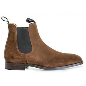 handmade men&#39;s brown suede leather Chelsea boots men&#39;s handmade leather suede ankle high boots men&#39;s leather suede boots