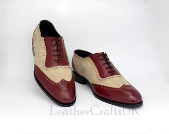 Unknown Wingtip Oxford Dress Shoes Mens 13 Brown Leather Brogue Contrast Laces Mens Oxford Wingtip Lace Oxford Brogue Dress Shoes (14  main image 3