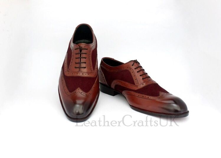 Men’s I.Travel Brown Leather Lace Front Wingtip Oxfords Men Brown Derby Brogue Wingtip Laces Genuine Leather Shoes  main image 3