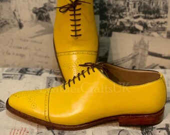 Elegant Barret Yellow Leather Lace up Handmade Men main image 2