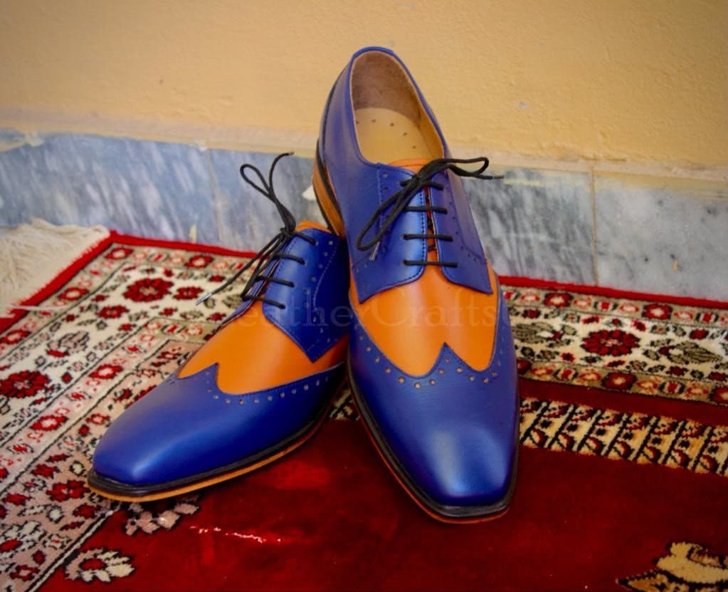 White and shop blue dress shoes