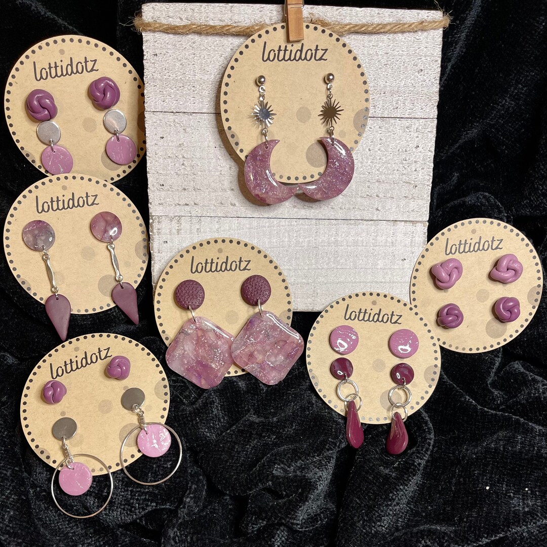 Purple Polymer Clay Knot Earrings Etsy