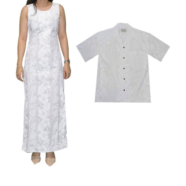 Robe de mariée dansante fabriquée à Hawaï - États-Unis | Chemise et robe d’été de couple assorties | Robe de danse 100% Coton | Tenues assorties pour la famille