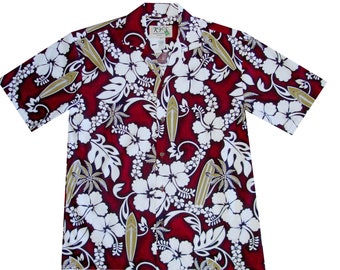 Handmade Hawaiian Shirt – 100% Cotton Lei Hibiscus Print Aloha Shirt