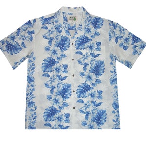 Made in Hawaii Hawaiian /Aloha Dress Shirt in Pure Rayon with Hibiscus Print - Available for Bulk Orders, Perfect for Weddings & Groups