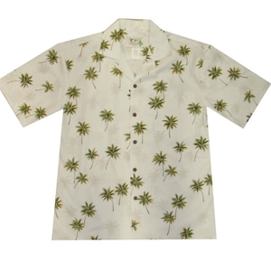 Cotton Hawaiian Shirt for Men– Palm Trees Print Aloha Shirt | Tropical Beach & Casual Wear, Handmade Gift for Him - Beach Vacation Shirt
