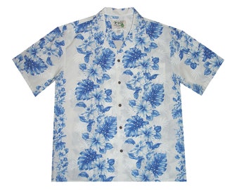 Made in Hawaii Hawaiian /Aloha Dress Shirt in Pure Rayon with Hibiscus Print - Available for Bulk Orders, Perfect for Weddings & Groups