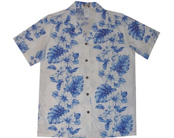 Handcrafted Hawaiian Shirt: Women's Luau Style, Hibiscus & Orchid Print